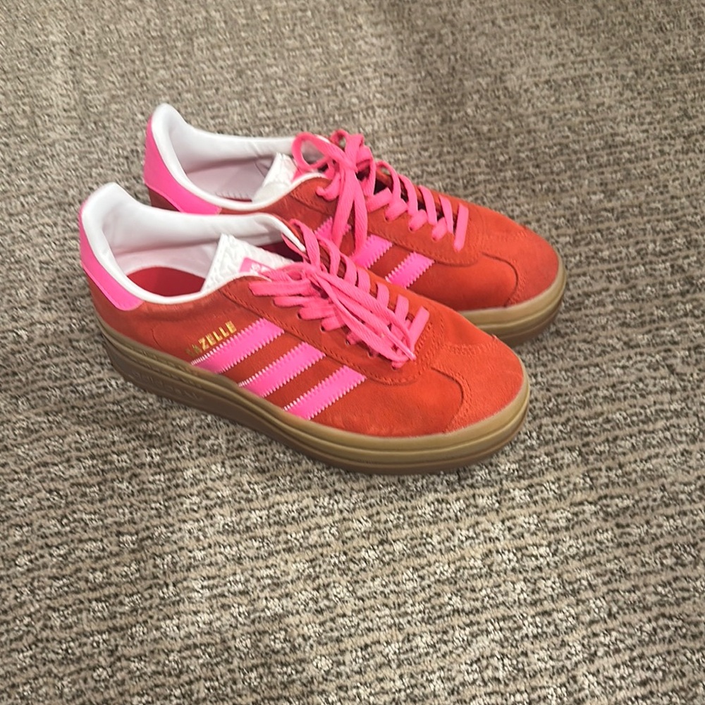 Adidas Women's Gazelle Platform Red and Pink Sneakers